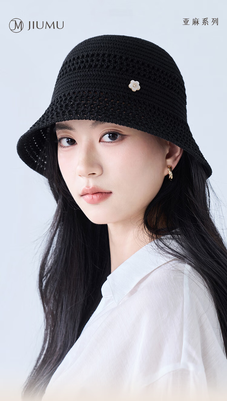 JIUMU Women's Linen Sun Hat Sunshade Fisherman Hat Cotton Cool Hat Summer Outdoor Face Covering Beach Vacation Hat 1