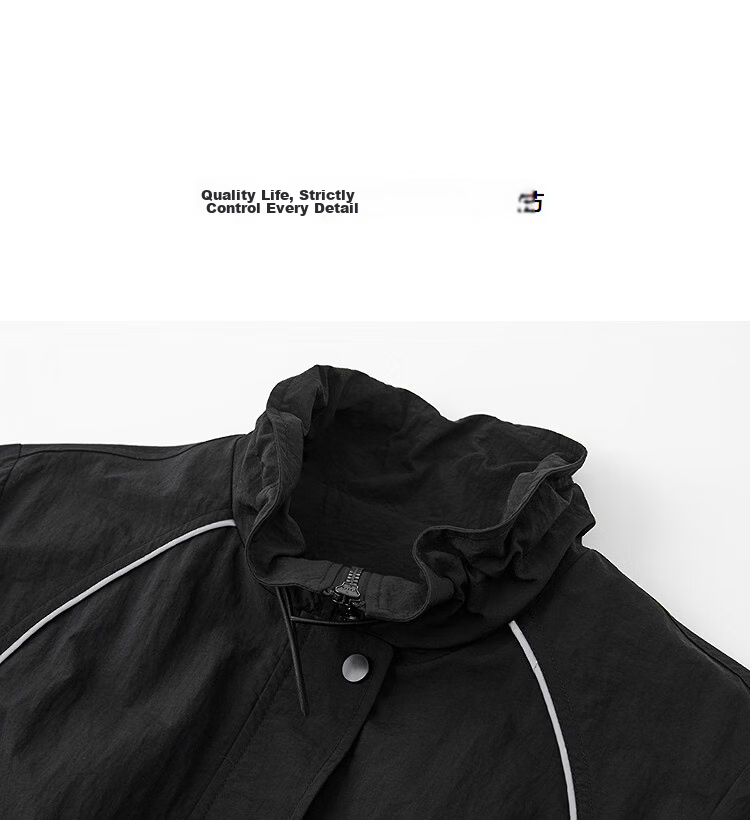 Demana [Black Technology Three-Proof] Spring Mountain Outdoor Elastic Stand Collar Tape Drawstring Loose Windbreaker Jacket for Women Premium 8