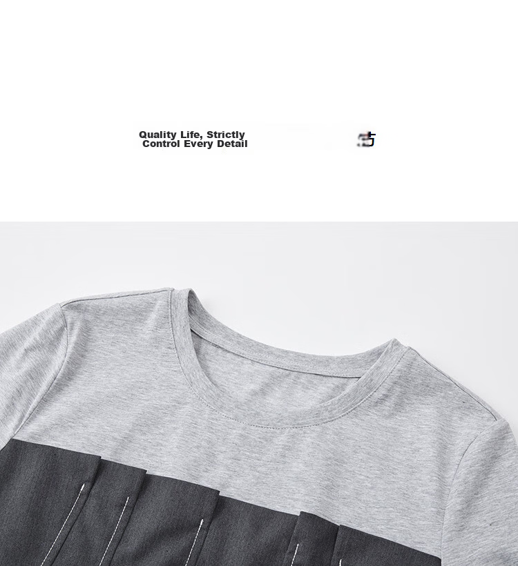 Demana [Fashion Urban] Summer 3D Pleated Strapless Layered Color-Block Faux Two-Piece Slimming Cotton-Spandex T-Shirt for Women Premium 12