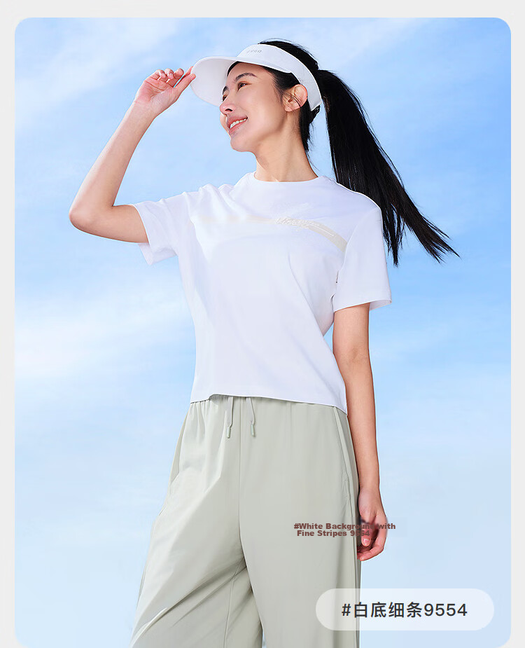 Bosideng Summer Sunny Pure Cotton T-Shirt Women Casual Sports Cool Loose Trendy Outdoor Travel Short Sleeve 15
