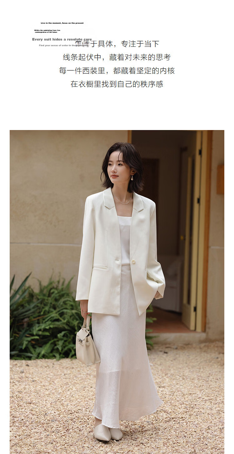 Demana [Smart Elegance] Spring Business Commuter Single-Button Double Piped Pocket Women's Blazer Jacket 6