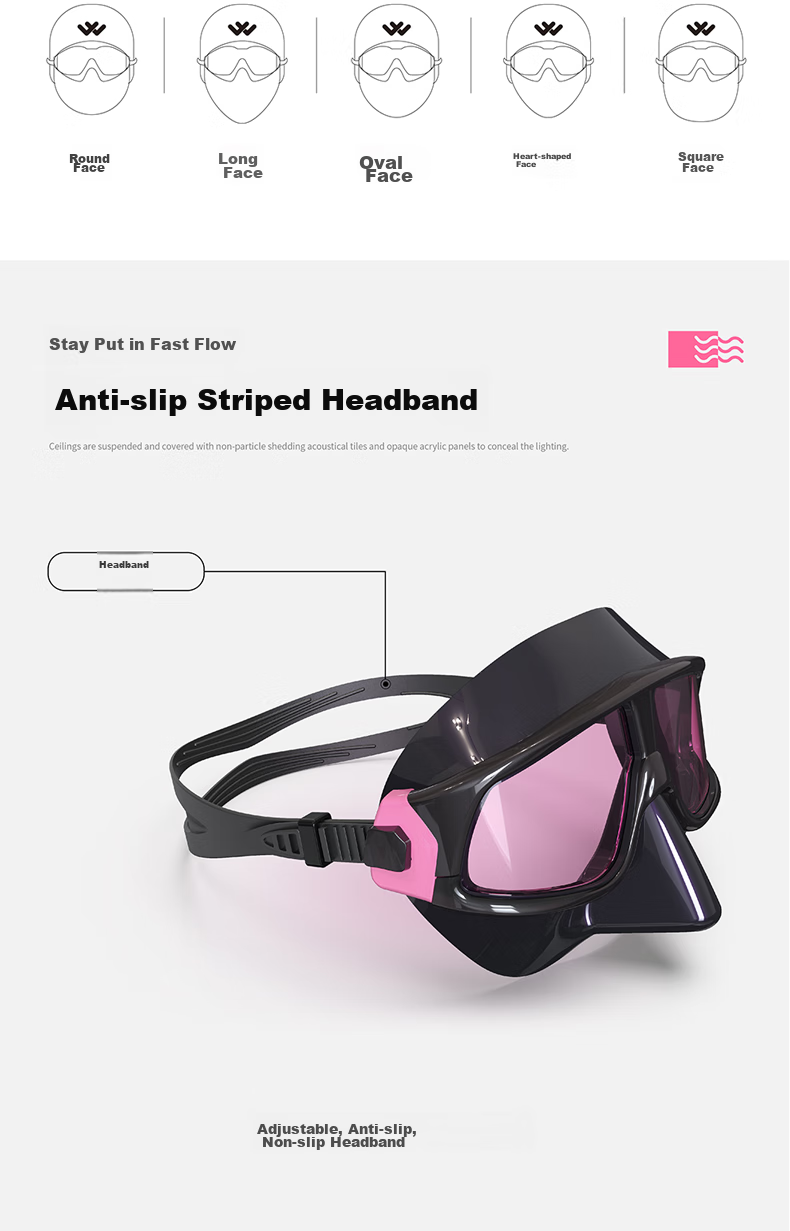 WATERTIME / Shuichuan Diving Mask, Snorkeling Goggles with Integrated Nose Bridge, Swimming Glasses, Anti-Choking Water Equipment, Diving Mask 8