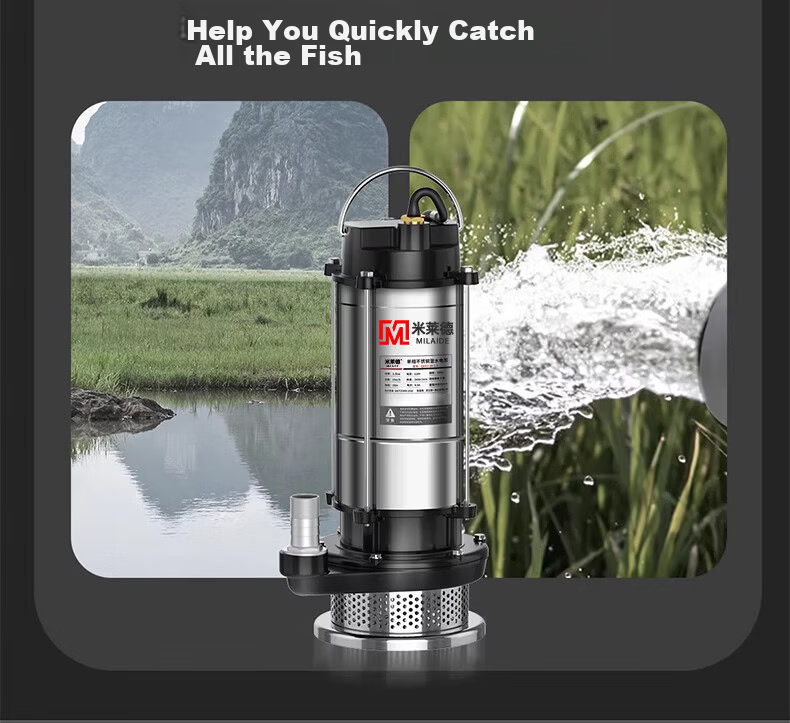 Milade Submersible Pump Household Well Water Pump 220V Stainless Steel Agricultural Sewage Pump Irrigation High Flow High Lift 25