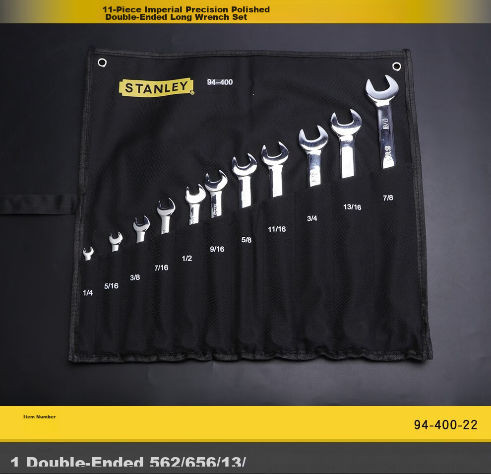 STANLEY Dual-Use Wrench Set Imperial Polished Chrome Vanadium Steel 11-Piece 94-400-22 5