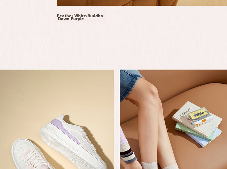 361° Qinghe 2 New Trendy Platform Leather Casual Sneakers Women's White Shoes 682636618-1 28
