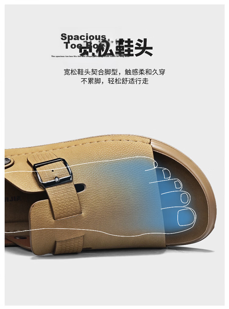Bull Family Men's Summer New Leather Sandals Vintage Beach Shoes Outdoor Casual Soft Sole Dual-Purpose Trendy Slippers 12