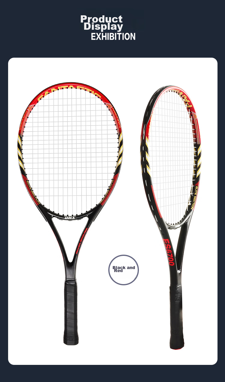 DHS Tennis Racket, Aluminum Alloy And Carbon Composite Single Racket, for Men And Women Training, Red ES6700, Comes with Three Balls 10
