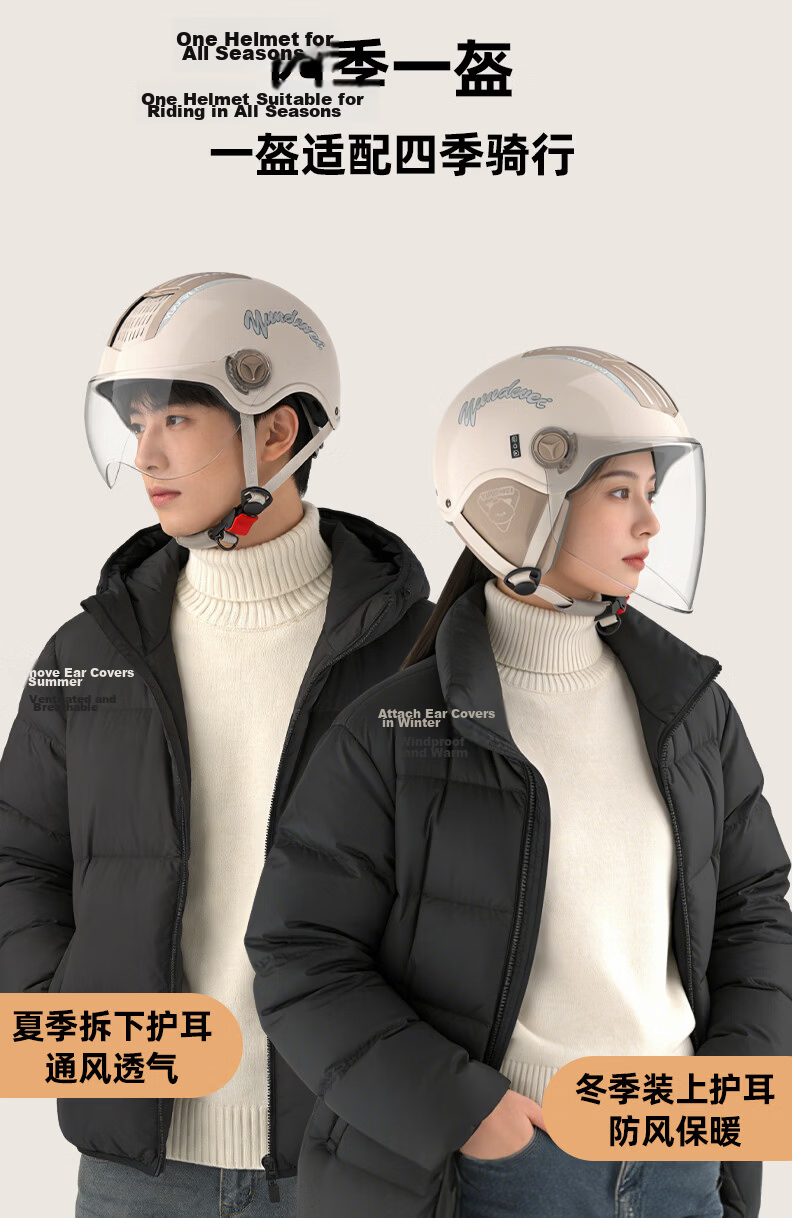 Yundianwei Smart Bluetooth Helmet with Built-in Sensor Light, 3C Certified Electric Motorcycle Summer Safety Helmet for Men and Women, Extra Large Size, Universal Four-Season Half Helmet for Electric  10