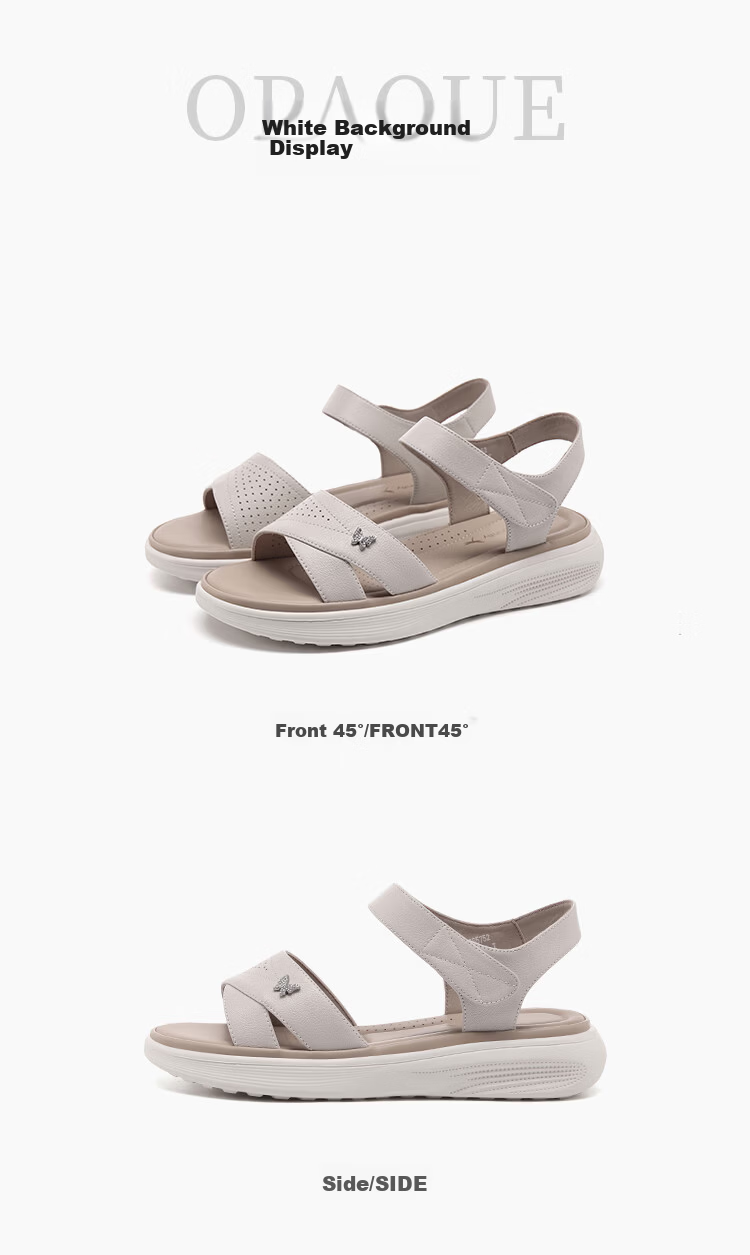 Red Dragonfly Women's Soft Sole Velcro Wear-Resistant Sandals Lightweight Non-Slip Flat Mom Shoes WTK265752 Off-White Size 37 9