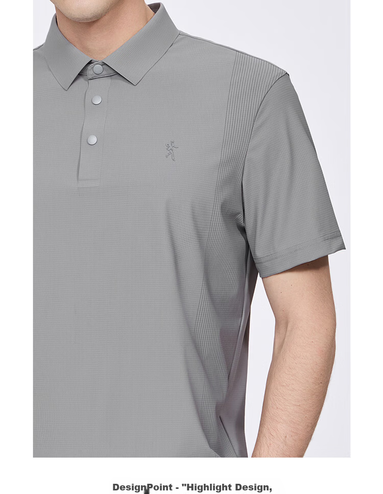 Dance with Wolves [Cool to the Touch] Lightweight High Elasticity Turn-down Collar Summer Small Check Ice Silk Short Sleeve Polo Shirt Men 008 Green Gray L 13