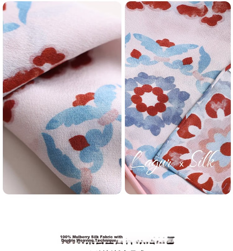 Lagur "Oriental Precious Pattern" Double Crepe 12 Momme 100% Silk Scarf Precious Pattern (Pink Gift Box) 10