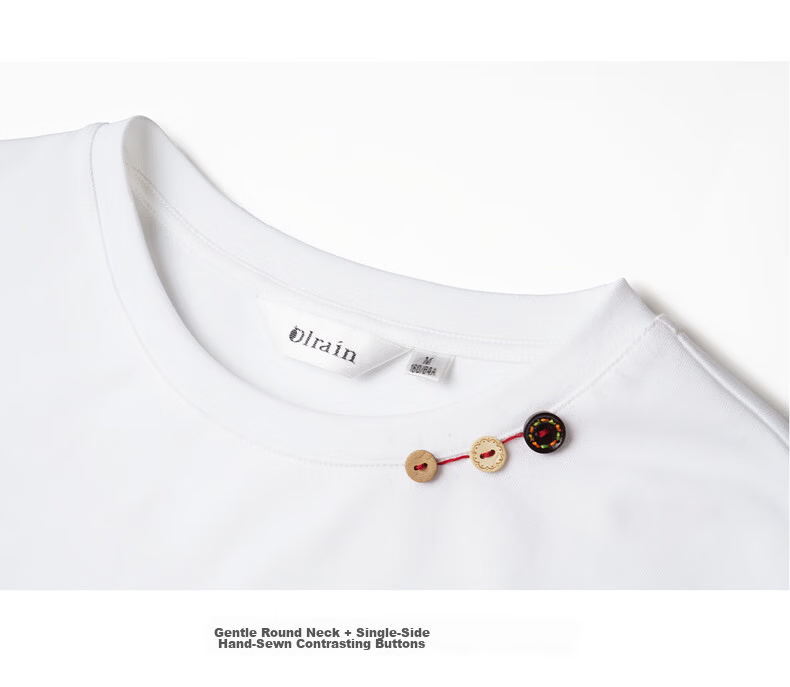 Olrain Eurier Tencel Cotton Simple Elegant Embroidered Loose Long Sleeve T-Shirt Spring Crew Neck Top for Women Beige XL 19