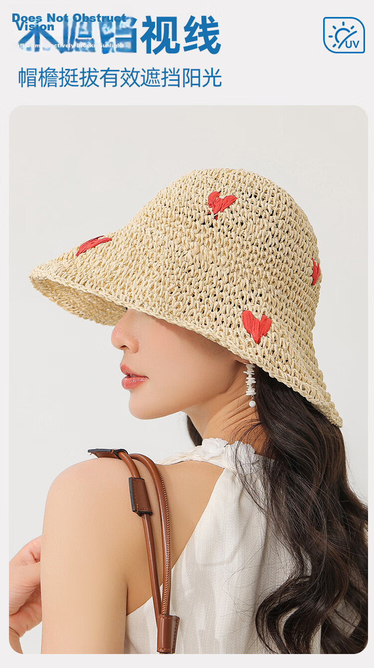 Romon Women's Sun Protection Hat UV Protection Wide Brim Face Covering Beach Straw Sun Hat Fisherman Hat 6