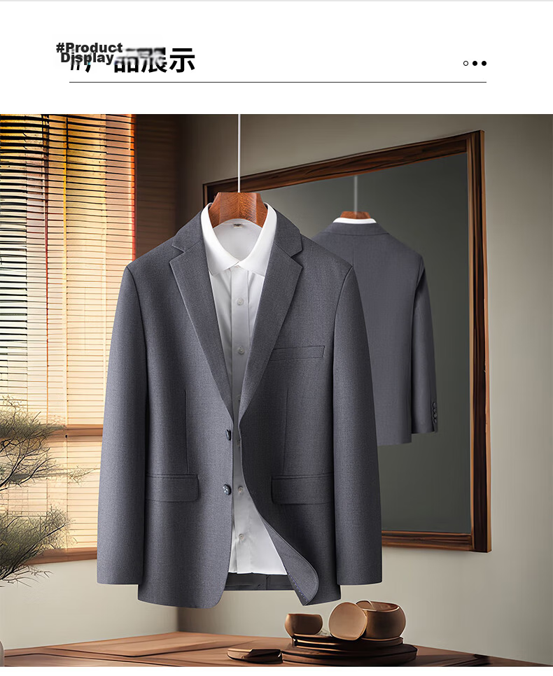 Romon Casual Blazer Men's Four-Season Professional Suit Business Wedding Groom Attire Qing 180A 8