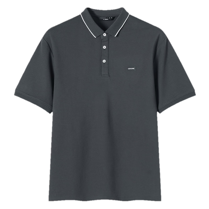 TonLion 2026 Summer New Men's Short Sleeve Polo Shirt Gray Sports Style Versatile Fashion Youth Top