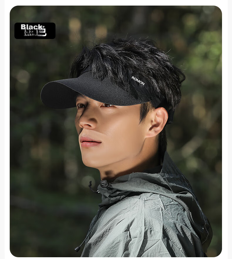 Romon Men's Sports Sun Protection Cap Open-Top UV Protection Face-Shielding Outdoor Commuting Sun Hat 12