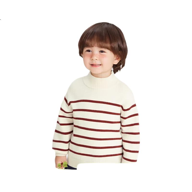 Ciciibear Boys' Sweater Autumn Winter Thickened Half Turtleneck Baby Striped Knitwear Children's Clothing
