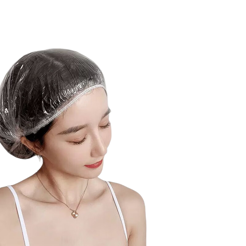 Liqing Disposable Shower Cap, Extra Large [100 Thick], Transparent, Waterproof, Dustproof, Oil-Proof, Hair Dyeing Cap, Head Cover