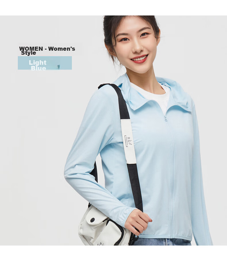 JEANSWEST Women's Summer Ice Silk Cooling UV Protection UPF50+ Breathable Outdoor Jacket Light Blue M 14