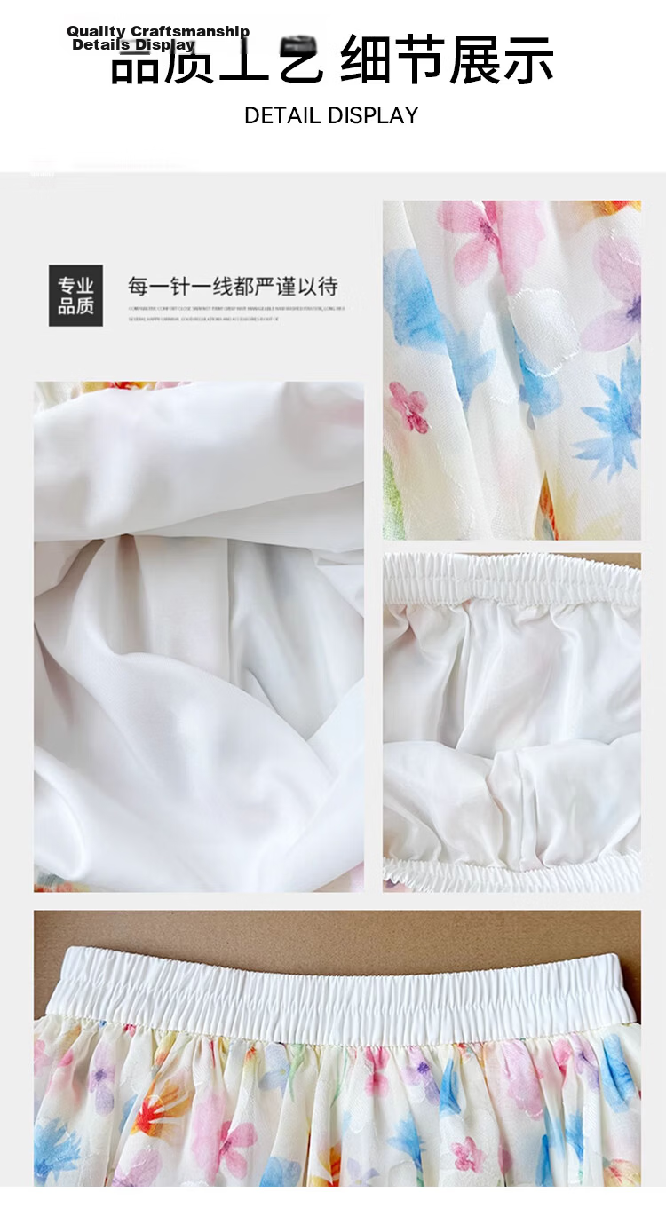 Ziyouxi Colorful Forest-Style Flower Bud Skirt Pants for Women, 2026 Summer Thin High-Waist Slimming A-Line Loose Ice Silk Floral Half Skirt 6