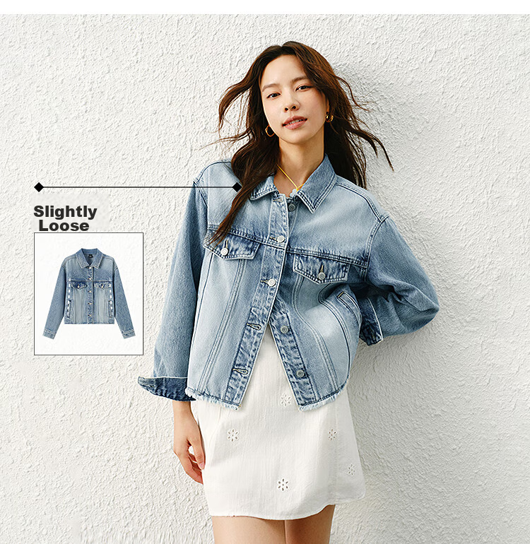 Semir Women's Denim Jacket Short Retro Fashion Boxy Jacket 2026 Spring Commuter 109126108005 34