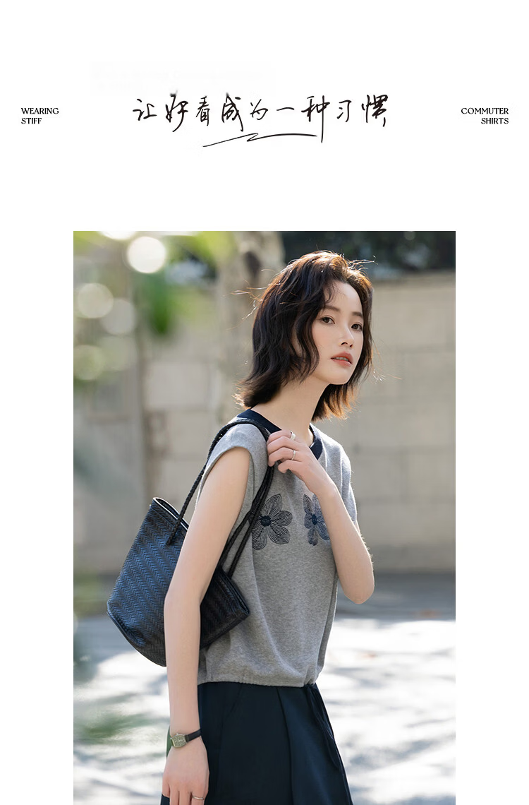 Demana [with Tencel/Linen] Summer Colorblock Crew Neck Raglan Sleeve Embroidered Short Sleeve Loose Knit Top for Women Premium Feel 10