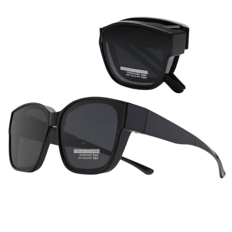 HB [Suitable for Myopia], Foldable Sunglasses Frame, Sunglasses for Nearsightedness, Driving Anti-Glare Sunglasses with Clip-On Lenses