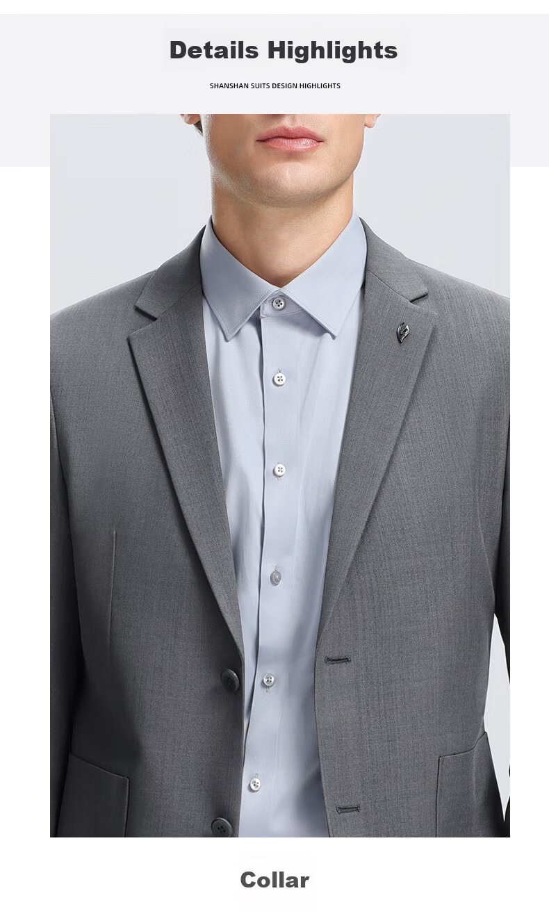 SHANSHAN Men's Spring Casual Simple Versatile Business Fashion Suit Jacket Professional Commuter Blazer Single-Breasted 18