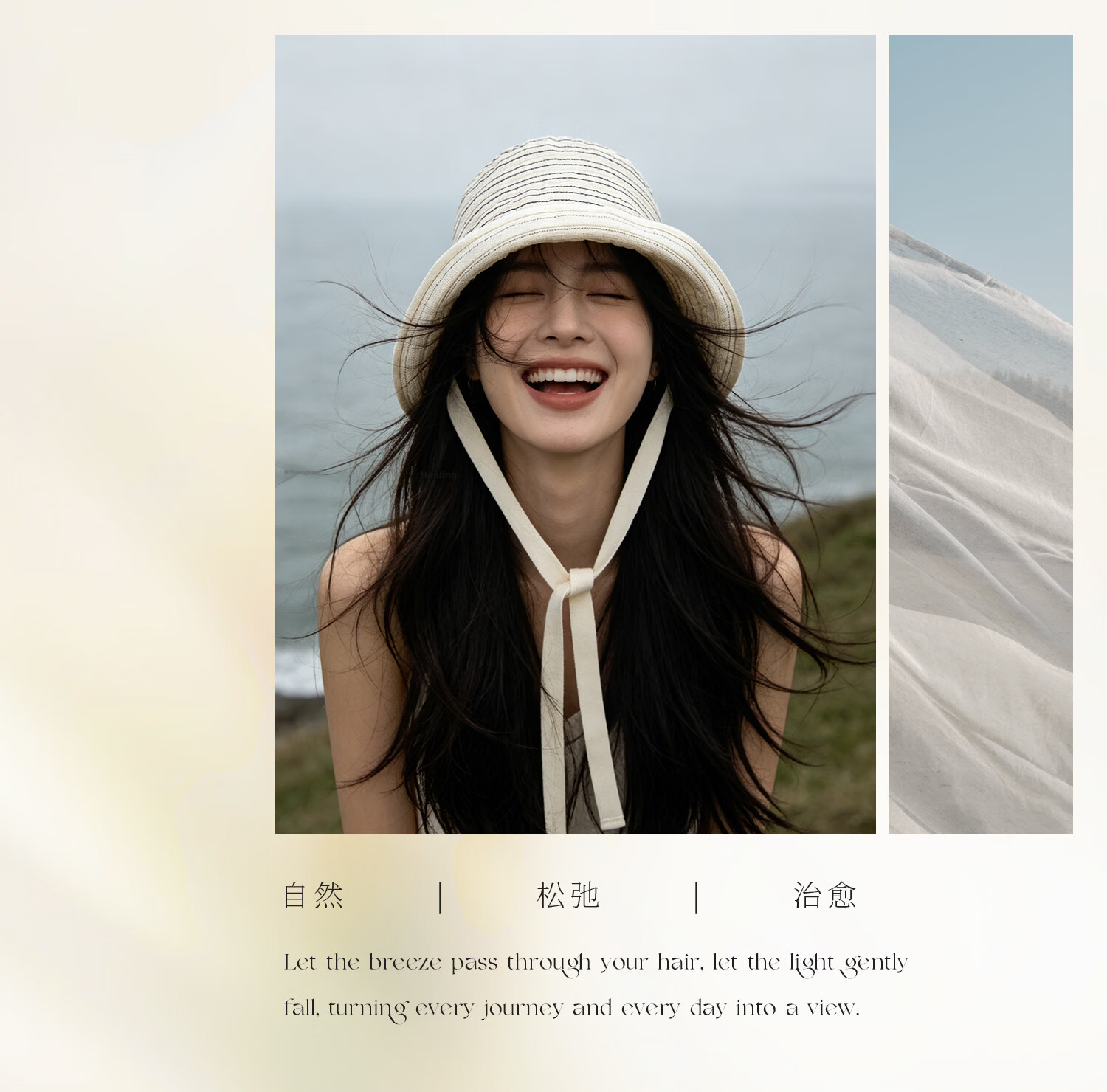 FANCET Striped Fisherman Hat for Women Summer UV Protection Wide Brim Sun Hat Japanese Minimalist Face-Slimming Sunshade Hat 4