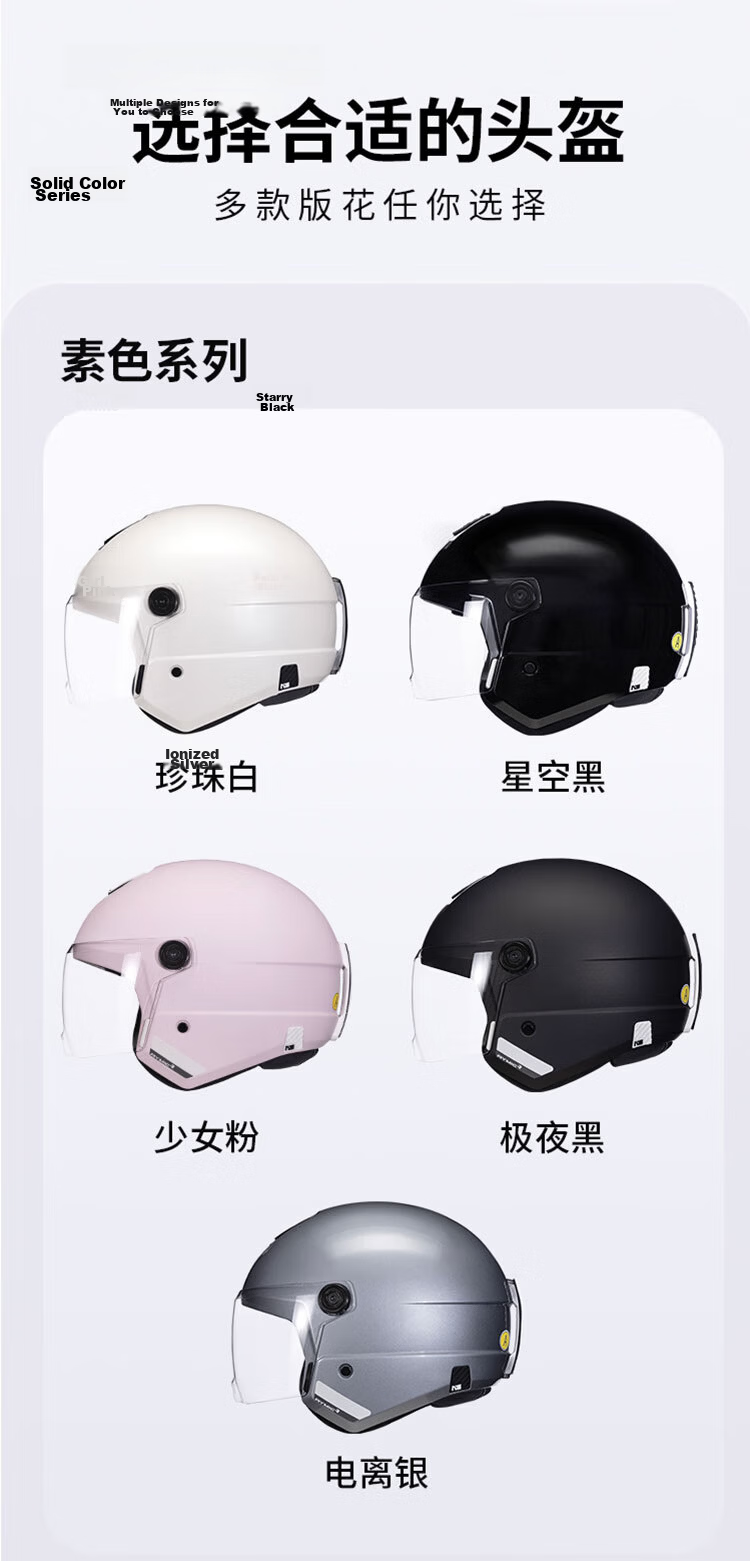 RYMIC Motorcycle Helmet Four-Season Universal Electric Vehicle 3C Certified Unisex Three-Quarter Helmet NE02 Pearl White XL 20