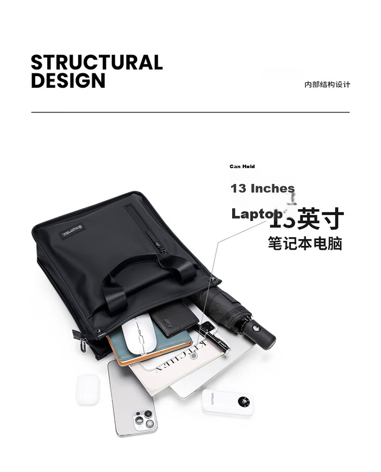 GOLF Business Briefcase Men's Handbag 13-inch Laptop Bag Multi-compartment Office Document Bag Shoulder Crossbody Bag 8