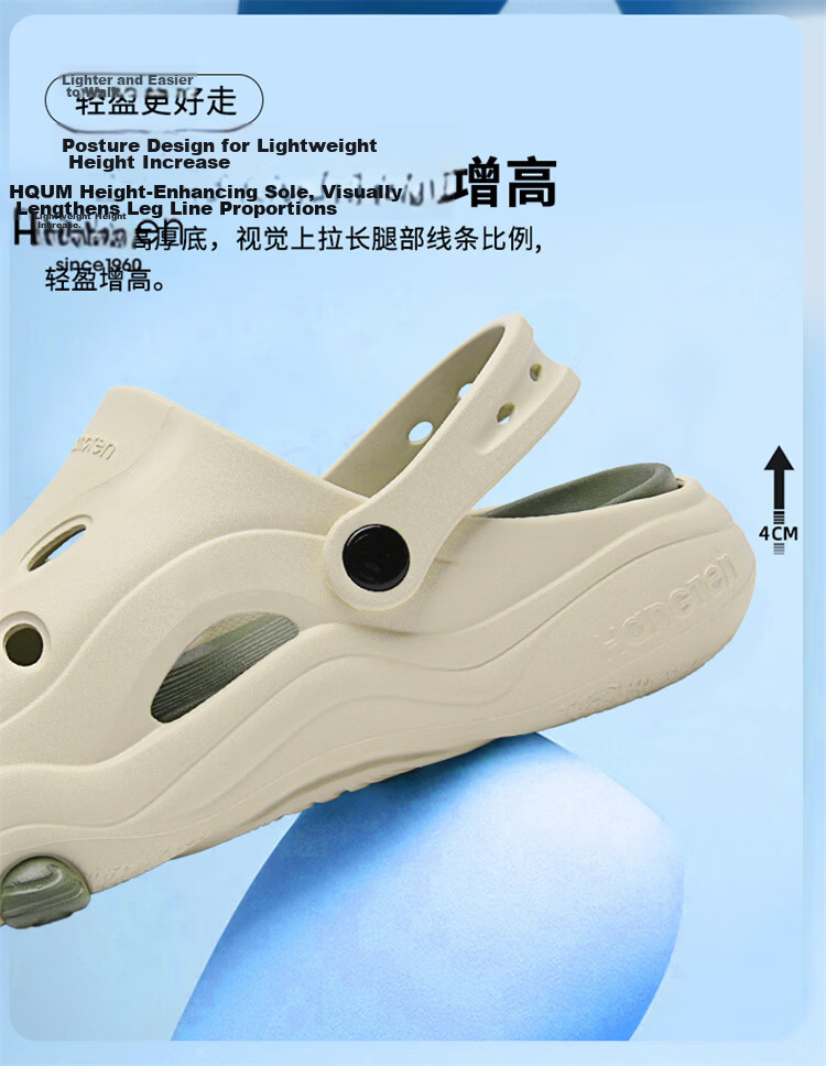 Huanteng Men's Summer Outdoor Beach Sandals Thick Sole Non-slip Breathable Clogs White Size 42-43 13