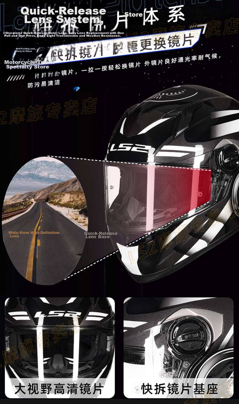 LS2 Motorcycle Helmet Full Face FF300 Matte Black Large Spoiler Summer All Season L 8