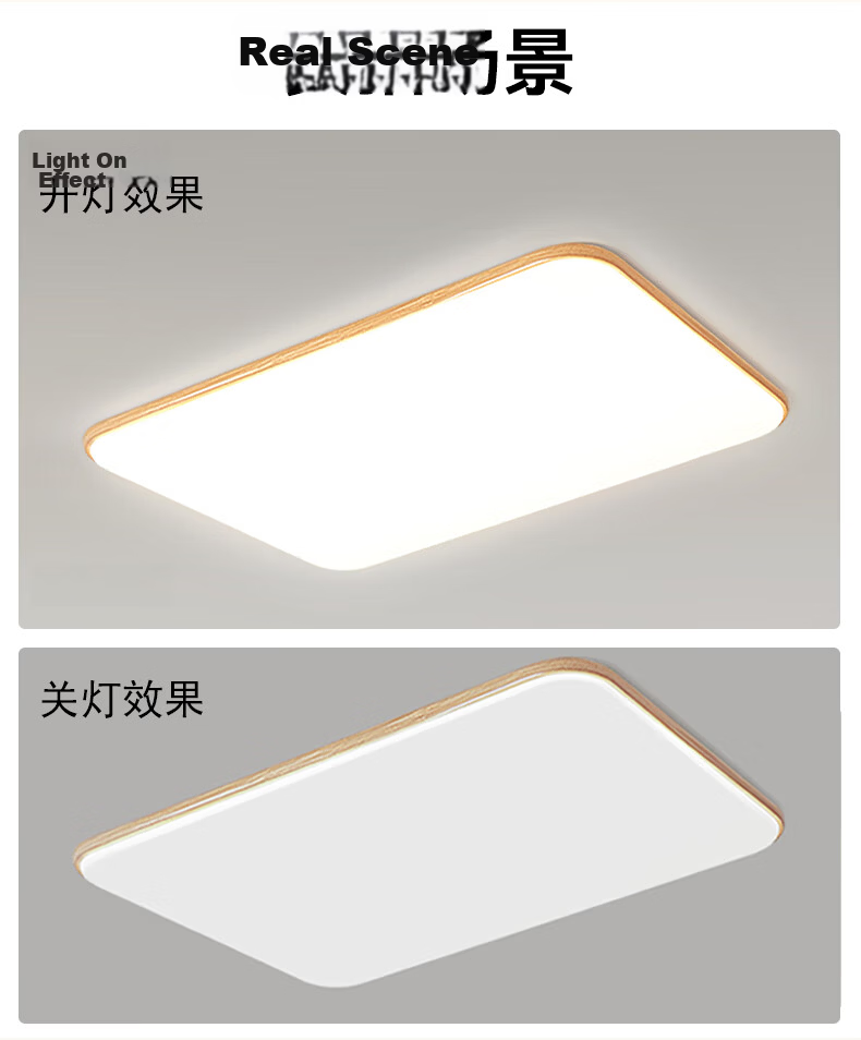 ASUS Lighting AI Voice-Controlled American Cree Eye-Care Bedroom Ceiling Light Japanese Style Wood Grain New Cream Eye-Care Round Lamp 31