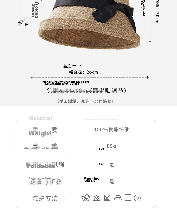 Lagur Lightweight Paper-Feel Japanese Hemp Edge Fisherman Hat Breathable Thin Sunshade Foldable Midnight Blue 6