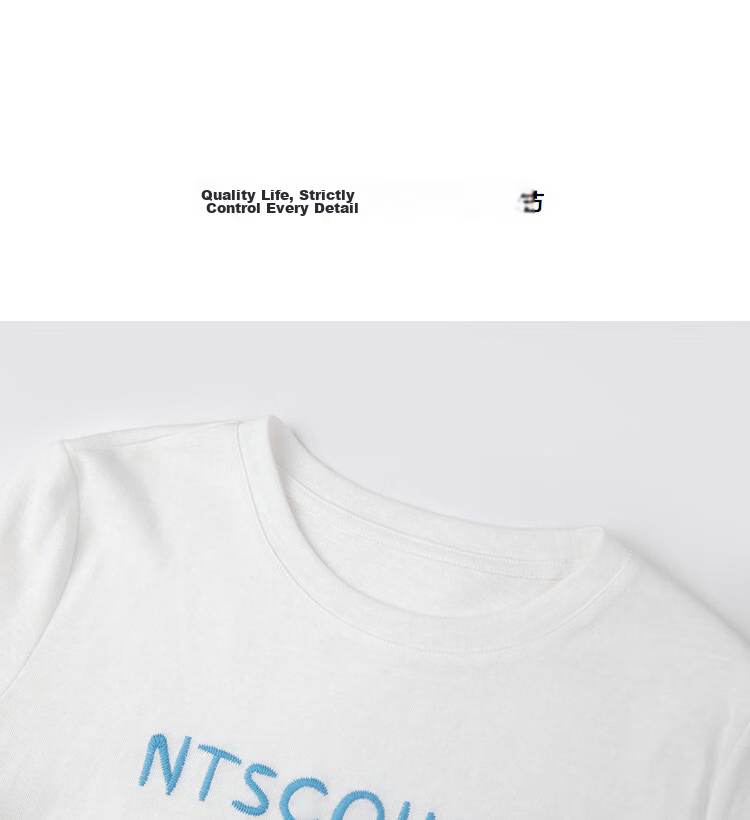 Demana [Comfort Cloud Cotton] Summer Urban Minimalist Style Scarf Letter Embroidery Slim Fit Short Sleeve T-Shirt for Petite Women 11