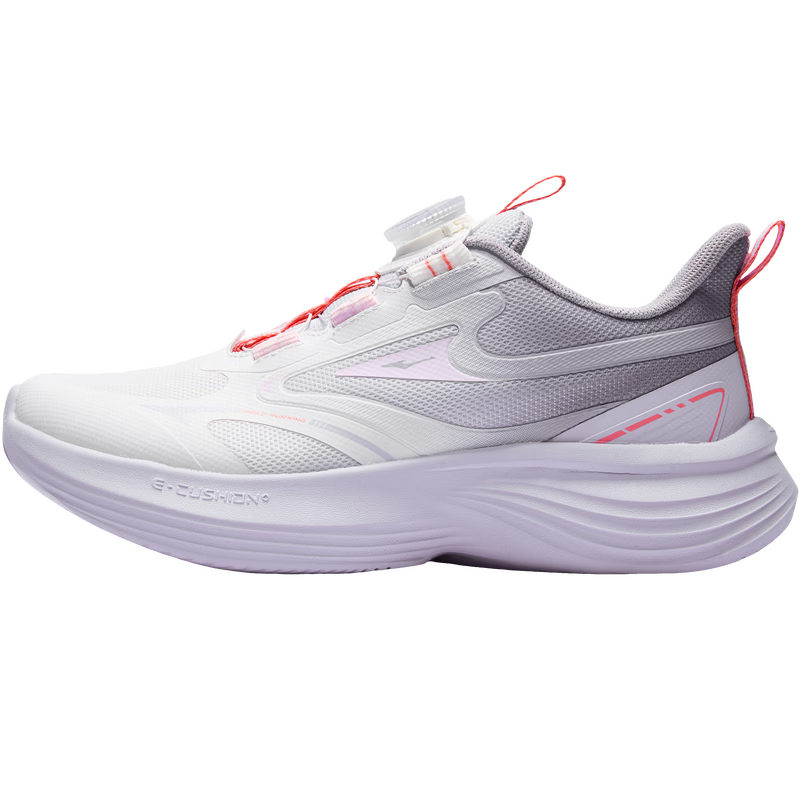 ERKE Kids Girls Cushioning Running Shoes Children's Mesh Outdoor Sports Dial Running Shoes Microcrystal White/Mineral Purple Size 37