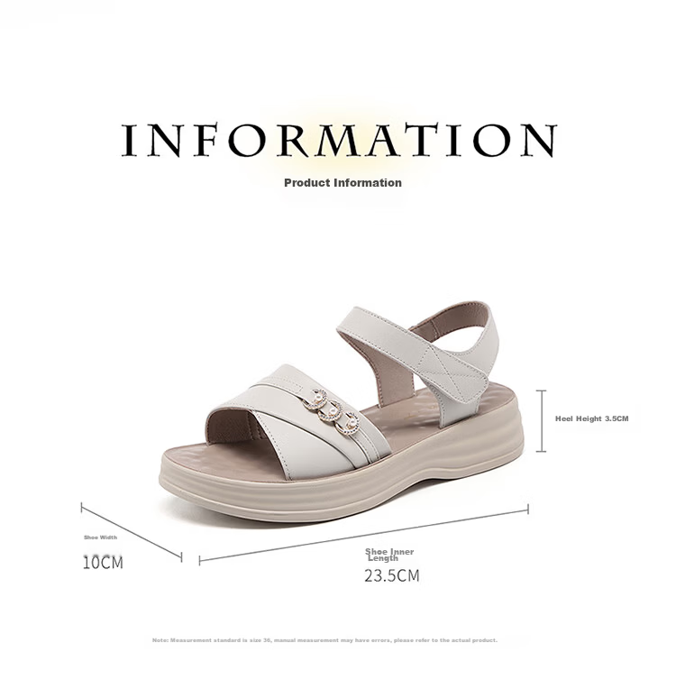 Red Dragonfly Women's Leather Velcro Sandals Thick Sole Soft Sole Lightweight Outdoor Casual Beach Shoes WTK264871 Black 39 9