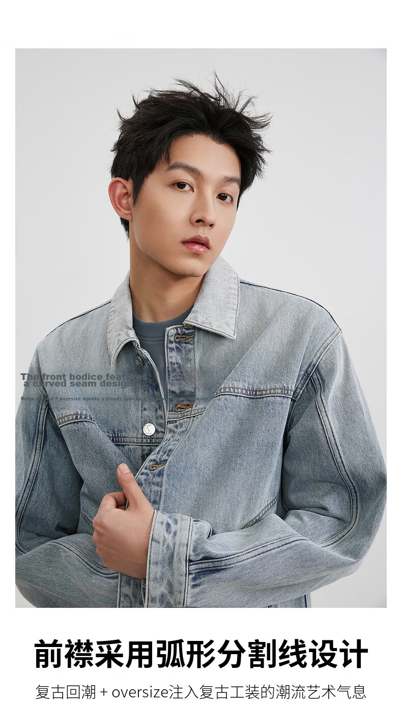CABBEEN Vintage Blue Denim Jacket Men Fashion Urban 2026 Spring Structured Stylish Denim Jacket 4