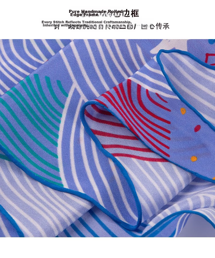 Lagur Cloud Graffiti Blue Healing Hand-Painted Original Summer Silk Scarf Triangle Scarf Women Cloud Graffiti 6
