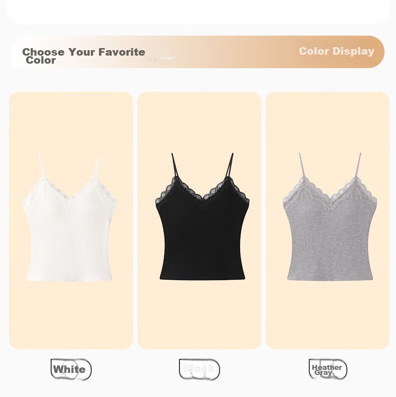 Fenteng Women's Lace V-Neck Camisole Vest Bra-Free 2026 New Style Side Coverage Versatile Base Layer Underwear Outerwear 14