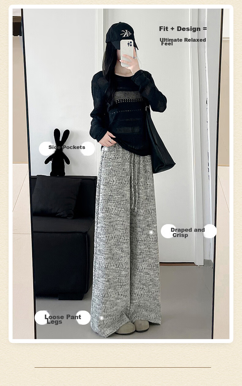 BOPRUIEY Chic Striped Wide-Leg Pants Autumn 2025 New Draped Loose Casual Women's Trousers 3