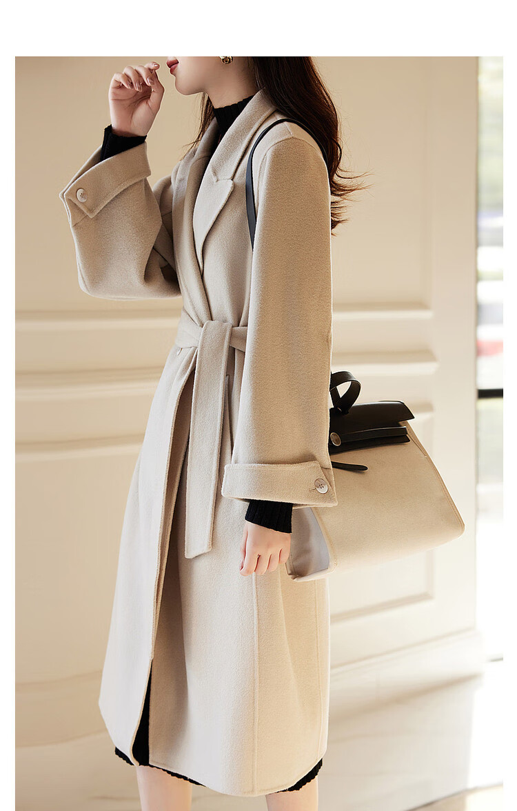 Dme [Jingshu Merino Wool Coat] Winter Old-Style Lapel Double-Breasted Long Elegant Slimming Coat Women's Outerwear 4