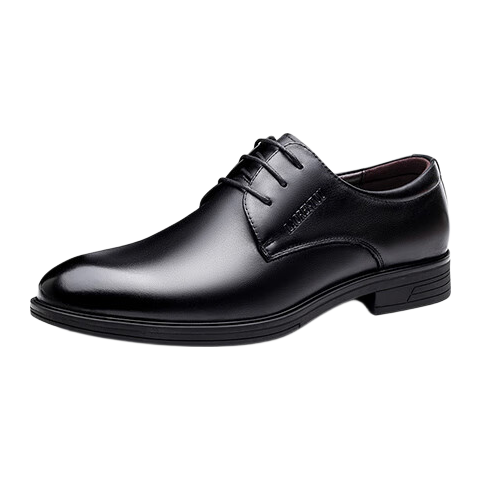 LAORENTOU Men's Business Dress Shoes Spring British Style Breathable Genuine Leather Derby Shoes LA222 Black Size 43