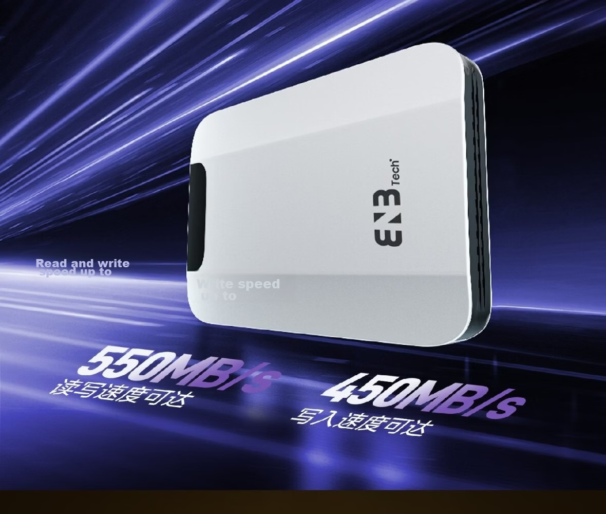 ENBTECH Portable SSD 250GB Deep Space Gray Dual-Use High-Speed External Storage PSSD for Phone And Computer, Compatible with Apple And Android, TYPE-C Starship Series, Read Speed 550MB/S 7