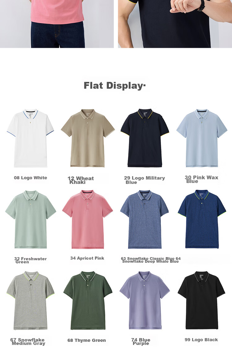 Giordano Men's Short Sleeve Polo Shirt New Pique Fabric Commuter Casual Colorblock Collar Top 01016425 20