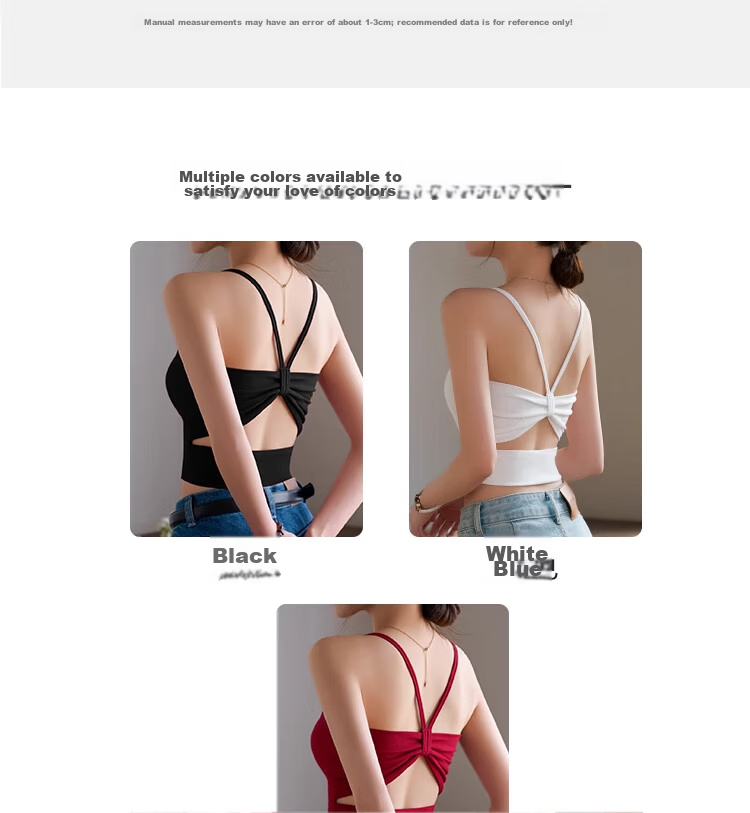 NOMe 2026 Summer Women's Spaghetti Strap Tank Top Butterfly Back Integrated Bra Short White L 13