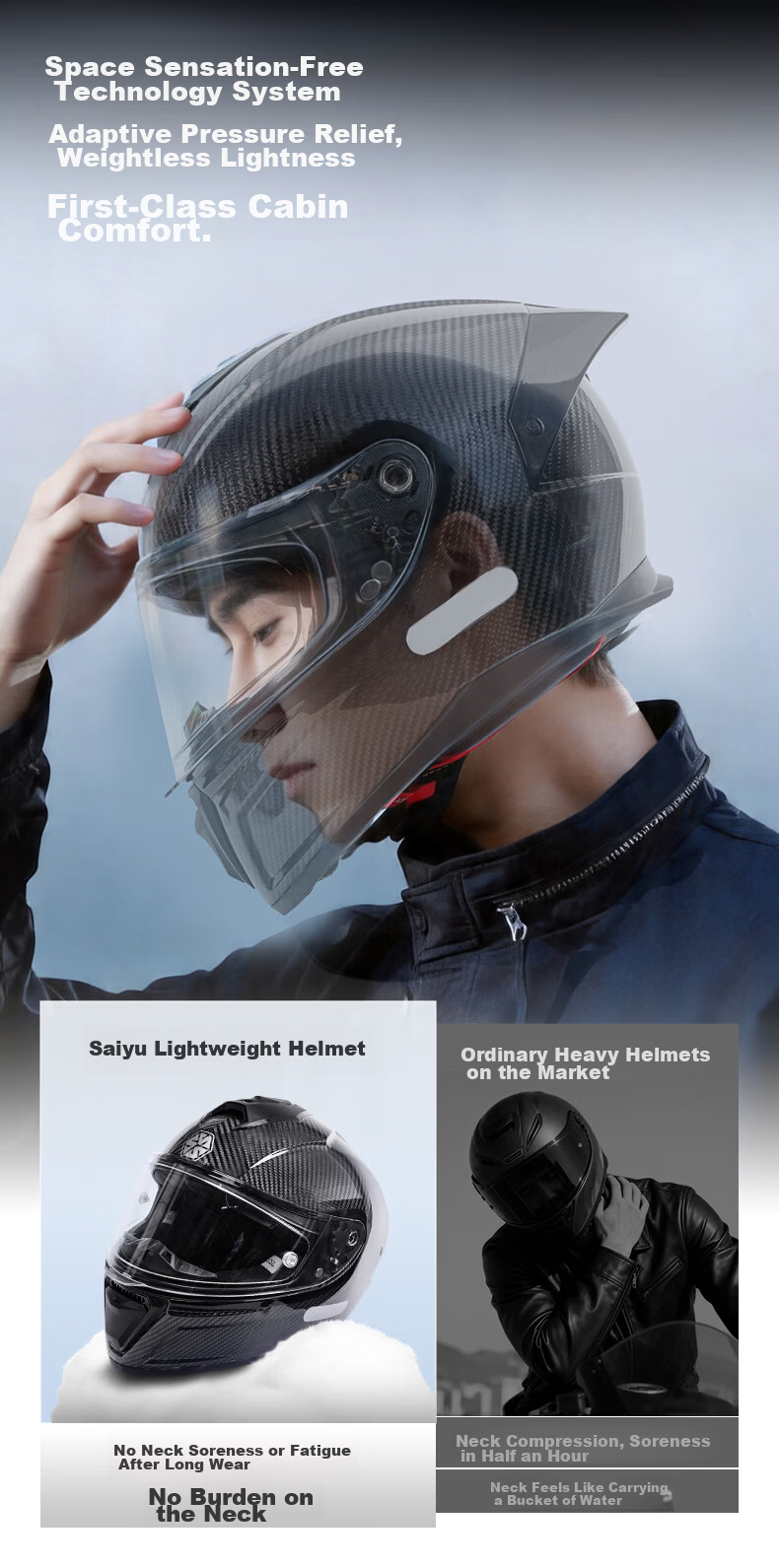 SCOYCO Motorcycle Helmet Carbon Fiber Lightweight Breathable Comfortable Four-Season Commuter Unisex 3C Certified 10