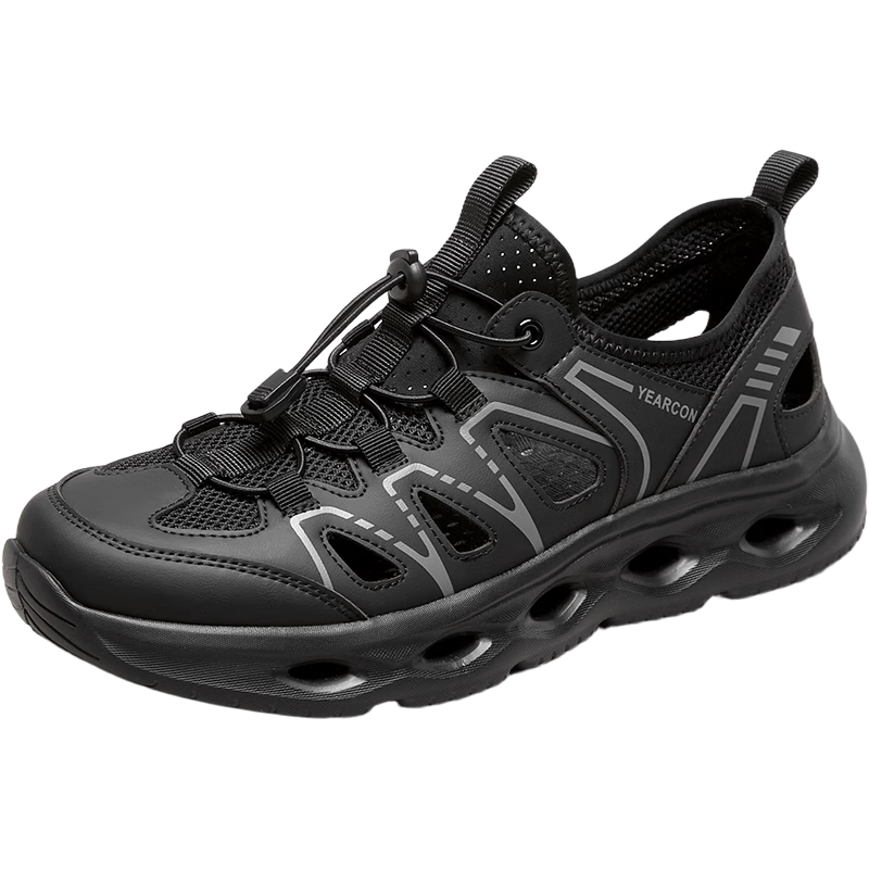 Eierkang Men's Lightweight Breathable Closed-Toe Creek Shoes Outdoor Hiking Water Sandals Black 42 61796W