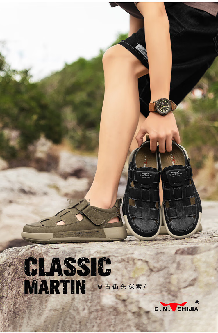 Bull Family Men's Summer New Hollow Breathable Closed-Toe Sandals Outdoor Comfortable Casual Sports Hiking Shoes 2